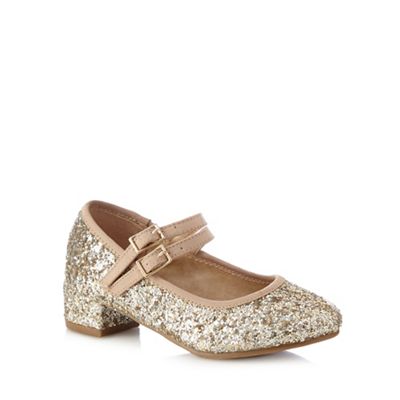 J by Jasper Conran Girls' gold glitter detail heeled party shoes